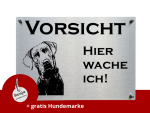 Individuelles Edelstahl Warnschild + Hundemarke